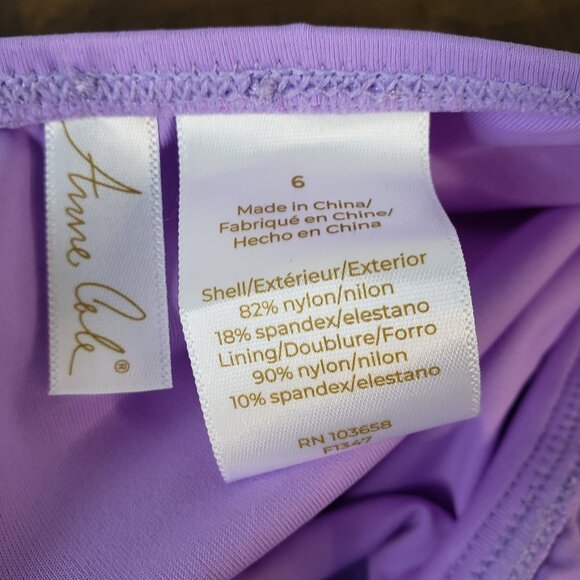 Lavender Amethyst Purple Anne Cole one piece strapless halter swimsuit - Picture 4 of 9